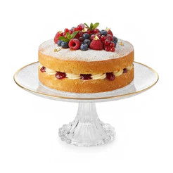 Prato com Pé Wolff Mauve Fio de Ouro 19cm x 9,5cm Cristal Prato para Doce Sobremesa Mesa Posta Elegante Qualidade Jantar