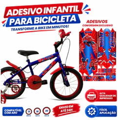 Adesivo Homem Aranha para bicicleta infantil aro 12, 16 e 20