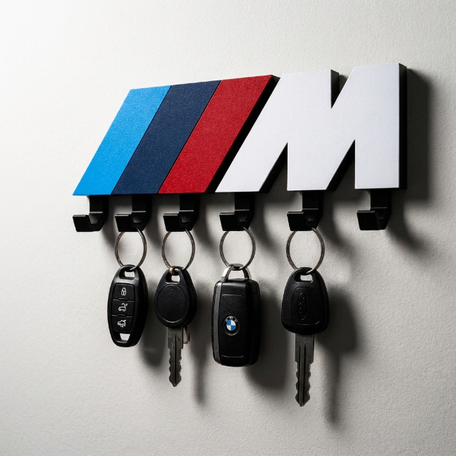 Porta Chaves de Parede BMW M Power 6 Ganchos Organizador Para Chaves de Carro Casa Garagem Oficina