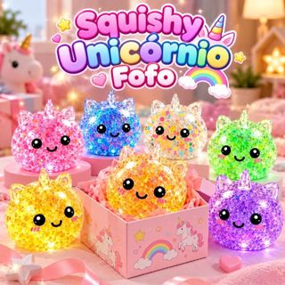 Dumpling Squishy Super Raro Unicórnio Fofo Glitter Surpresa Macio Antiestresse Tamanho Grande Divertido