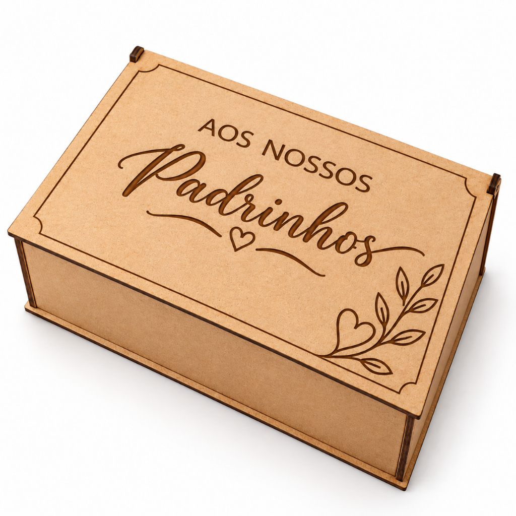 10 Caixas Padrinhos Convite Casamento Personalizada Crua MDF 20X15