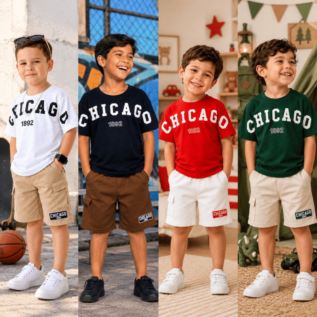 Conjunto Masculino de Verão - Camisa Estilosa + Bermuda Confortável - Tamanho 2 ao 12 Anos