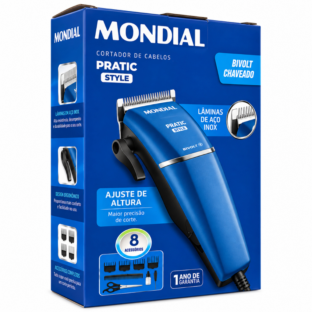 Máquina de cortar cabelo com 4 pentes e acessórios Hair Stylo CR-10 Mondial - Bivolt