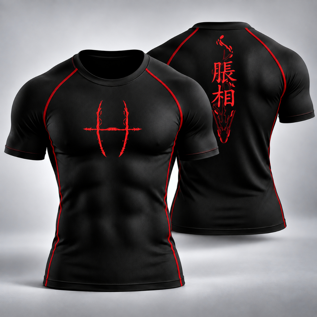 Camiseta Compressao Moda Fitness Apertada Costura Inversa Masculina Choso Mark Blood Jujutsu Kaisen Anime Gym Academia