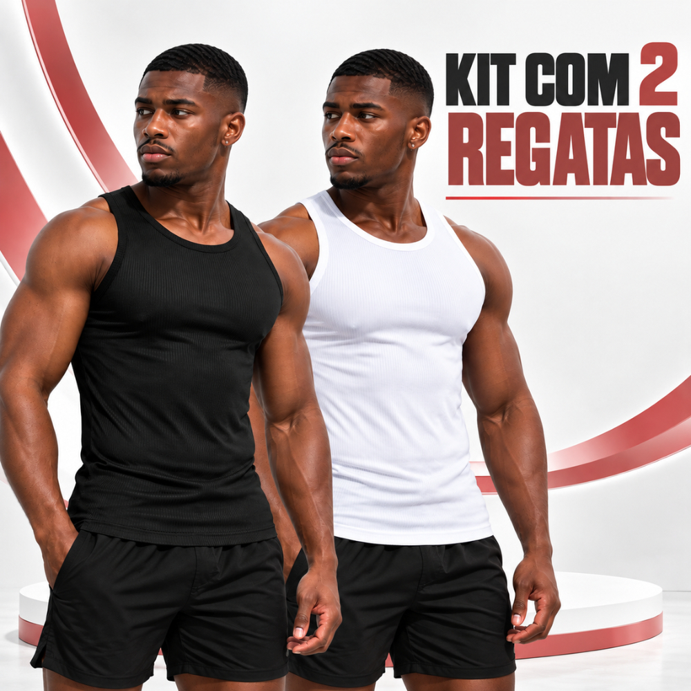 Kit 2 Regatas Masculina de Ribana Regata Americana Premium Fit Treino Academia