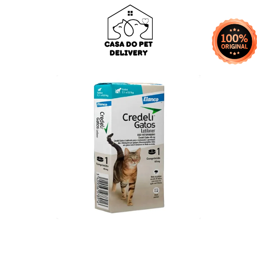 Credeli - Gatos 2,1kg até 8kg - AZUL 48mg Antipulgas e Carrapatos - 1 Comprimido - Elanco