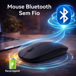 Mouse Sem Fio Recarregável Bluetooth + 2.4G LED RGB Silencioso