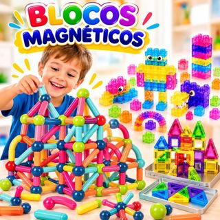 Blocos de Montar Magnético Construção 42 á 144 Peças Brinquedo Educativo Infantil Menino Menina