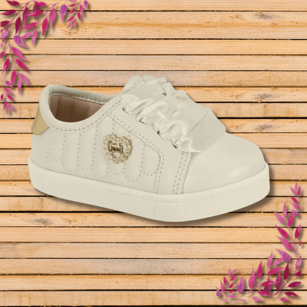 Tênis Infantil Meninas Molekinha Casual Dourado Coração Leve Feminino Slip On Meia Confortável Leve Escola Social