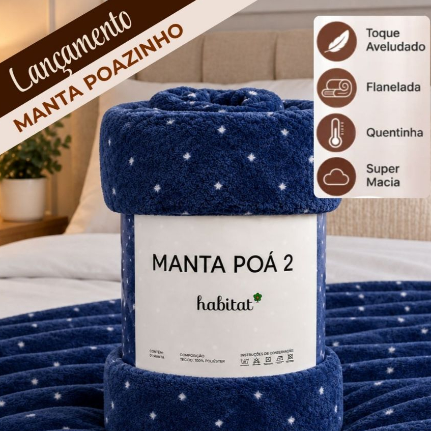 Cobertor Manta Casal Queen King Microfibra Antialérgico Macio Quente Confortável Habitat Poazinho