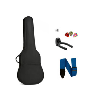 Kit Violão Folk: Capa Nylon + Correia Azul + Suporte de Parede + 3 Palhetas