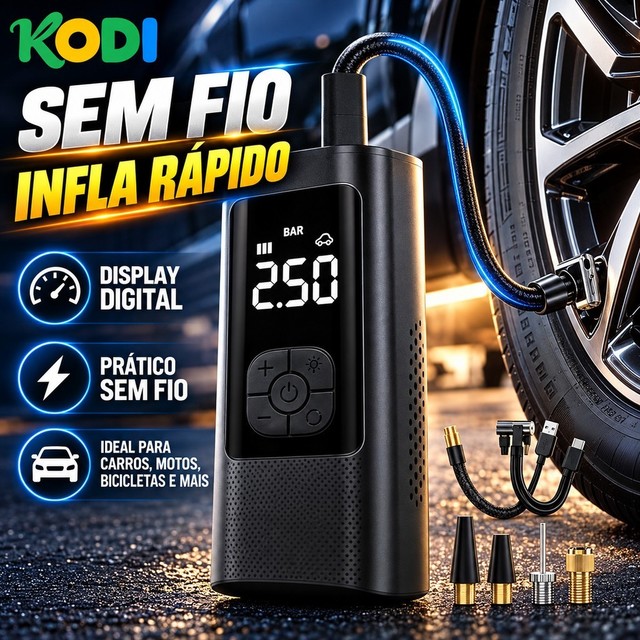 Compressor de Ar Portátil Sem Fio Calibrador Digital com PowerBank 4000mAh Inflador para Pneus Carro Moto Bike Balões-M6
