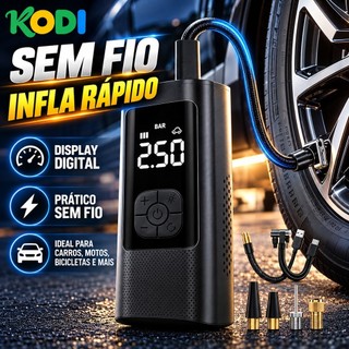 Compressor de Ar Portátil Sem Fio Calibrador Digital com PowerBank 4000mAh Inflador para Pneus Carro Moto Bike Balões-M6