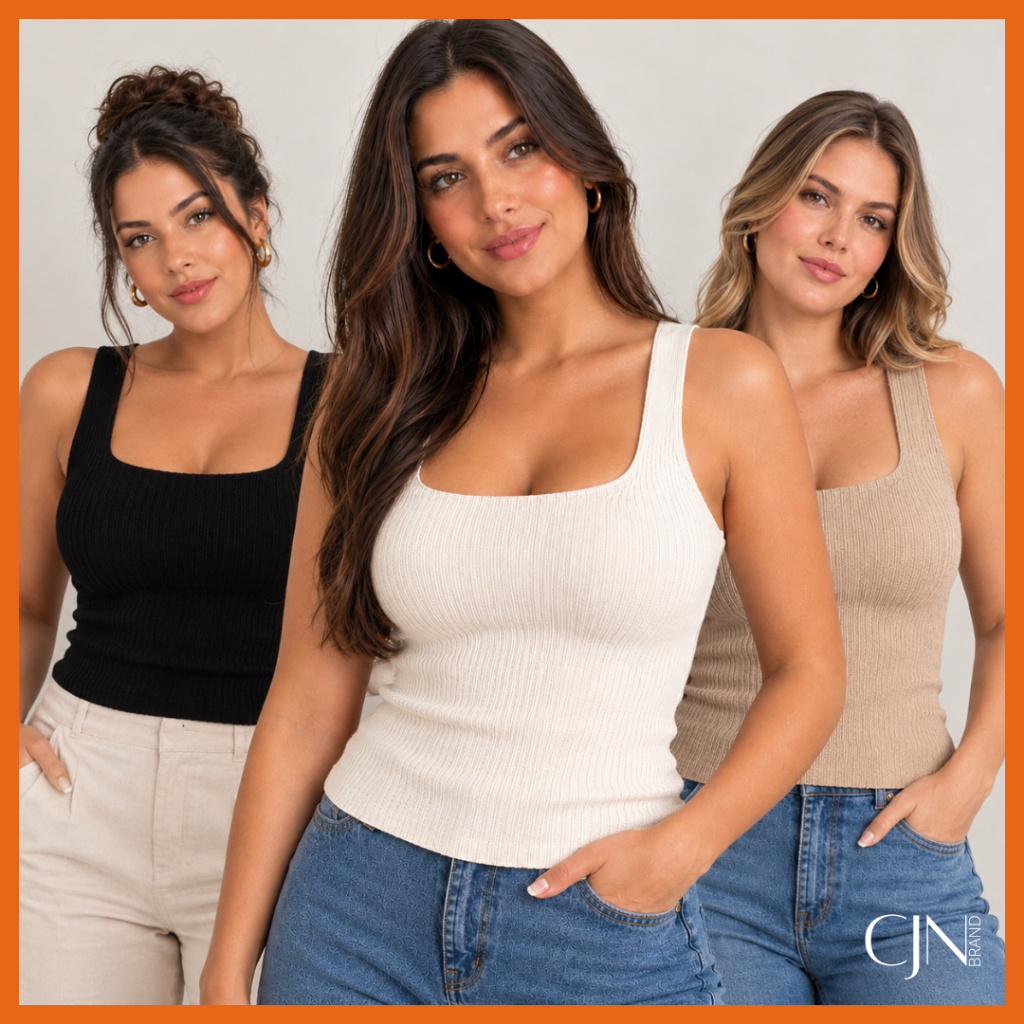 Regata Feminina Blusa Alcinha Básica de Tricô Premium Canelada Blusinha Regatinha