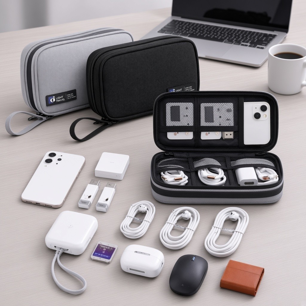 Necessaire Organizador de Cabos e Carregadores Portátil Viagem Case Organizadora para acessórios