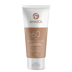 Protetor Solar Facial Anasol FPS 60 Cor Média/Clara Base Multifunção Clareador Bioprotetor Toque Seco 60g