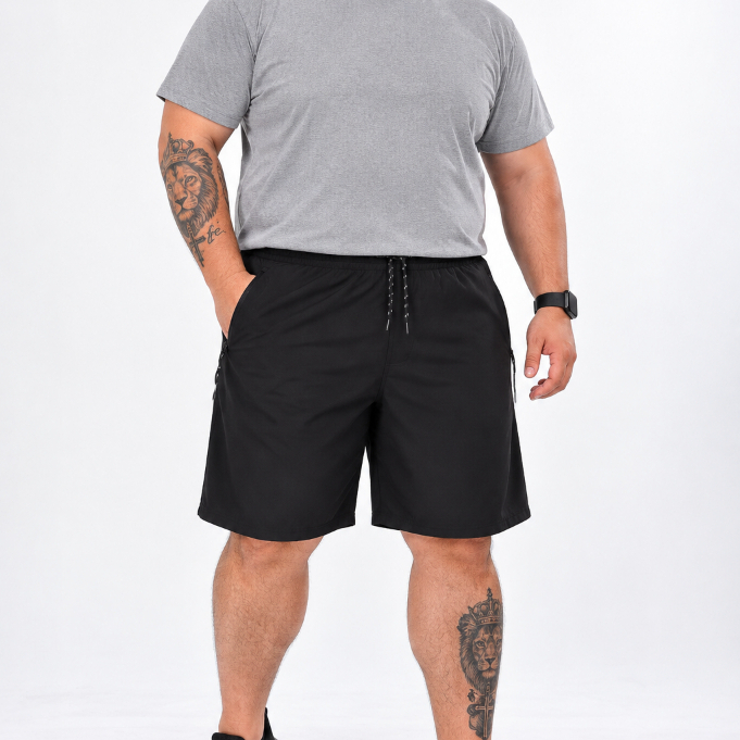 Short Tactel Elastano com Bolsos Plus Size Confortável até 62