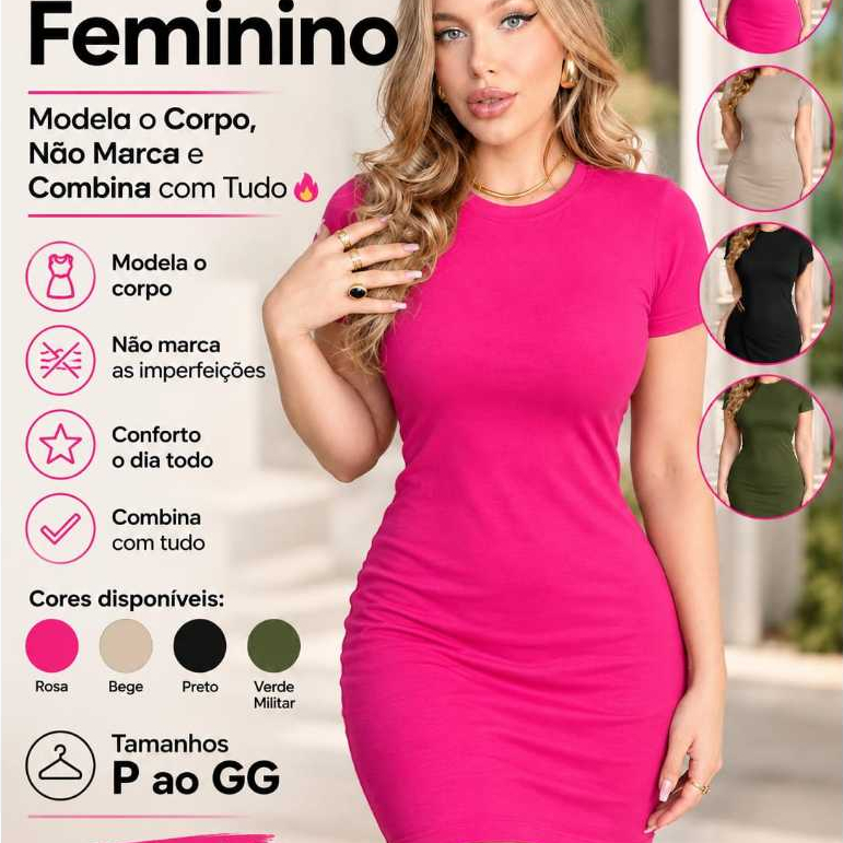 Vestido Curto Feminino Estilo Conforto Junto Arrasa Em Qualquer Lugar
