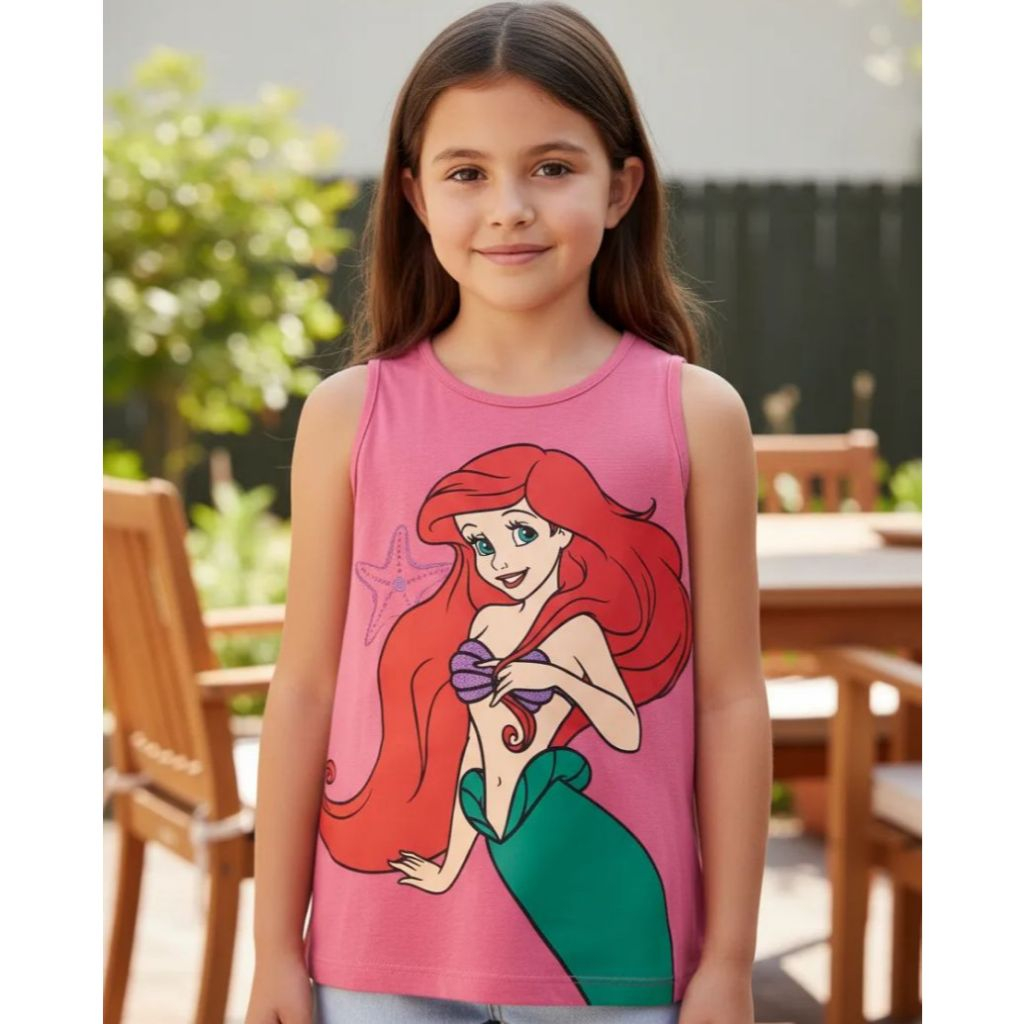 Camiseta Regata Feminina Infantil tamanho 10 Pequena Sereia