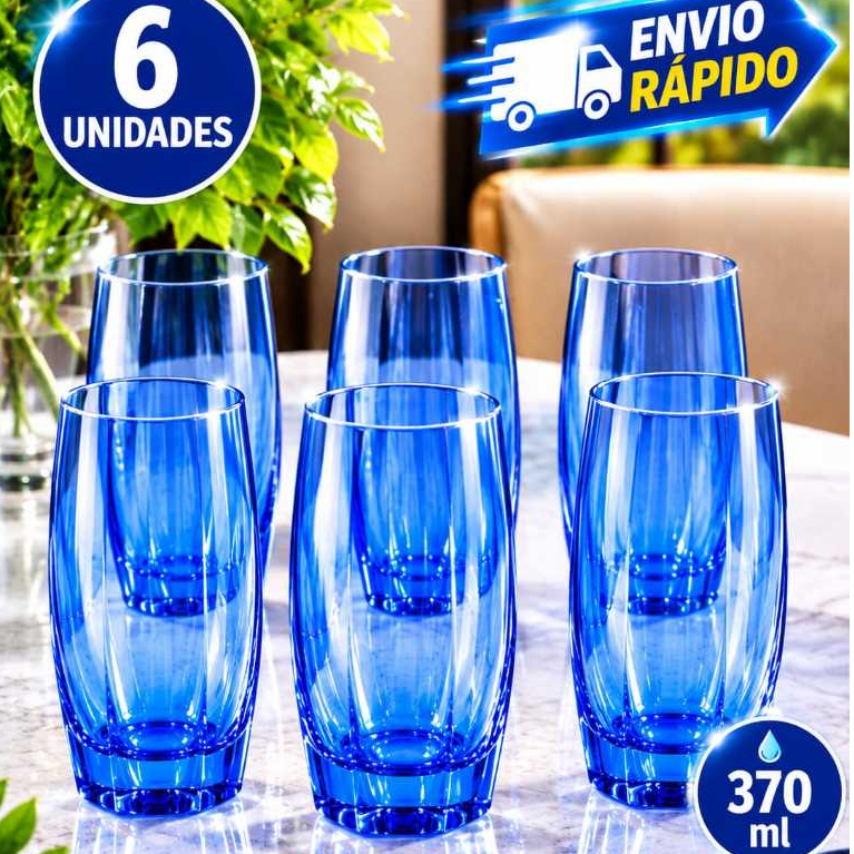 Kit Jogo 6 Copos De Vidro Com Design Moderno E Relevos Estilo Diamante E Alta Resistência