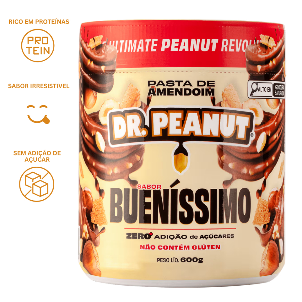 Pasta de Amendoim 600g Dr Peanut Sem Açúcar Sem Glúten Cremosa e Sabor Intenso