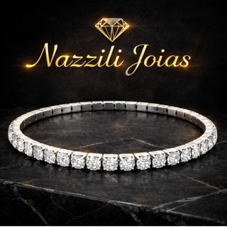 Pulseiras Tennis Riviera 2 Fileiras Corrente de Pedras Brilhantes de Zircônia Pulseira Ajustável Masculina e Feminina