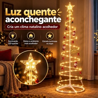 Árvore de Natal Espiral LED 1,8m Decoração Moderna com Luzes Montagem Fácil N10