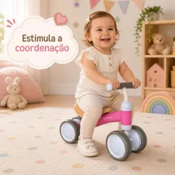 Bicicleta De Equilíbrio Andador 4 Rodas Brinq Kids Retro Sem Pedal