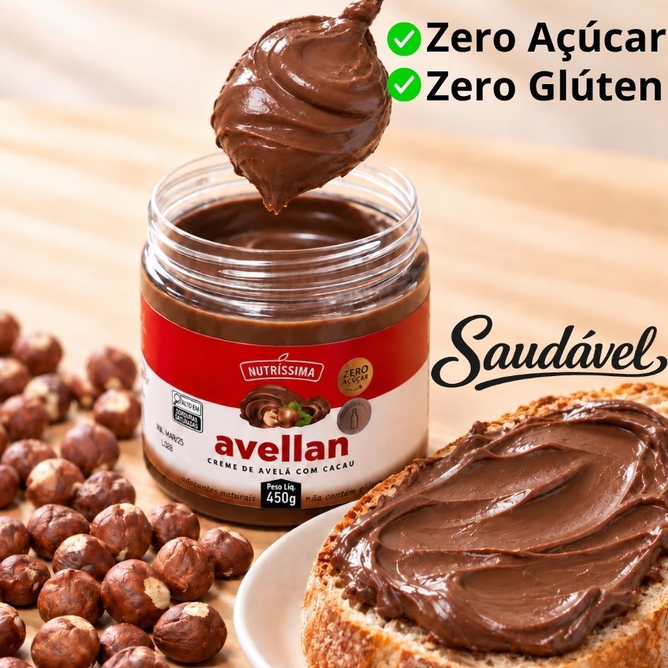 Creme De Avelã Com Cacau 450g Zero açúcar, zero glúten. Contém lactose - Nutríssima