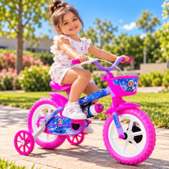 Bicicleta Infantil Aro 12 Rodinhas Cestinha Rodinha Quadro em Aço Freio Banco Regulável