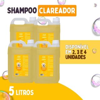 Shampoo e Condicionador 5 Litros Clareador Limpeza e Cuidados Cachorro Pet Clean Cães Gato 1,2,3 ou 4 Unidades