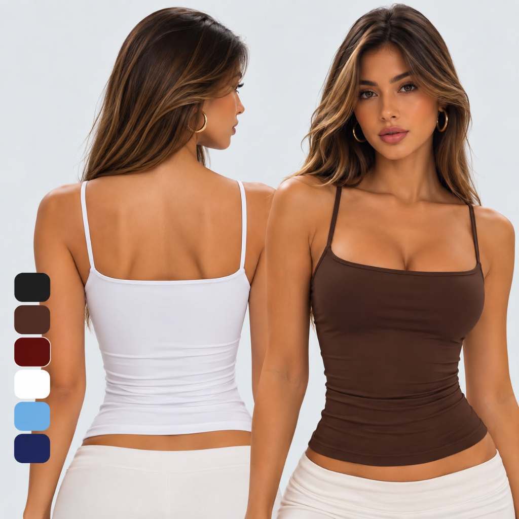 Kit 2 Peças Blusa Regata Feminina no Poliamida De Alcinha Confortavel Casual Basica