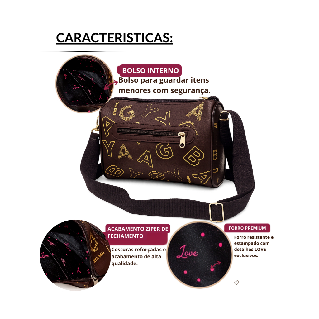 Bolsa Feminina de Ombro Espaçosa Cabe Muitas Coisas com Alças Grossas Regulaveis — imagem 2 de 2