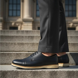 Sapato Social Masculino Com Cadarço Oxford Confortável Elástico - Preto