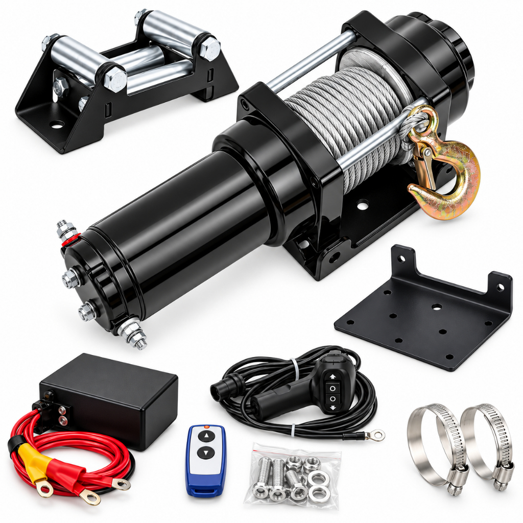 Guincho Elétrico 12V 4500/3000LBS para Jipe, Quadriciclo e Gaiola - Com Controle Remoto