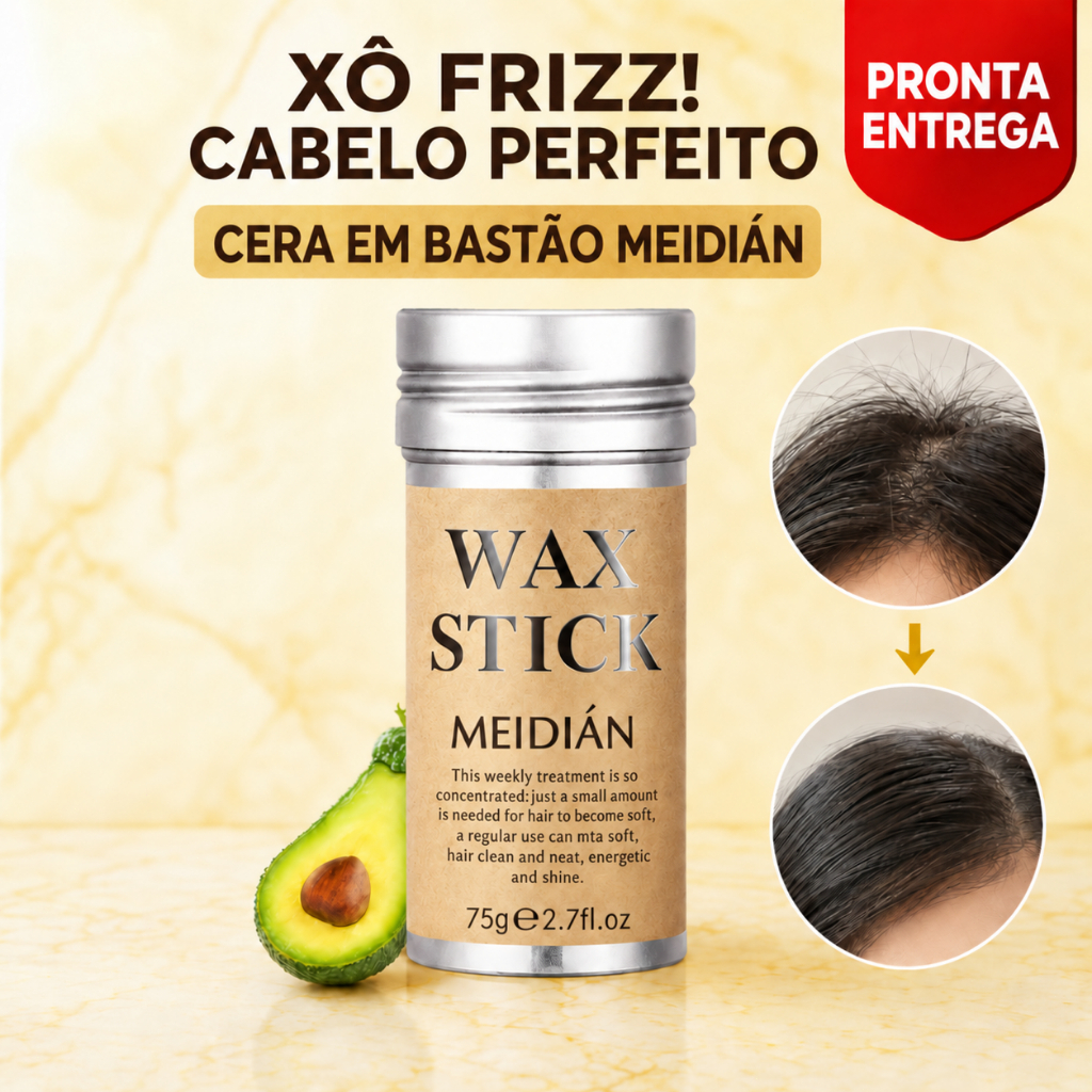 Cera em Bastão 75g para Cabelo Anti Frizz Baby Hair e Fios Rebeldes Wax Stick