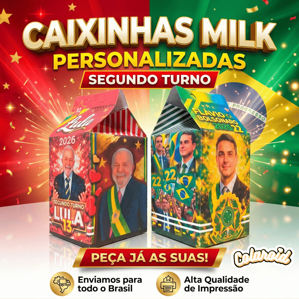 Caixinhas Milk Lula e Flávio Bolsonaro - Segundo Turno! - Lembrancinhas personalizadas