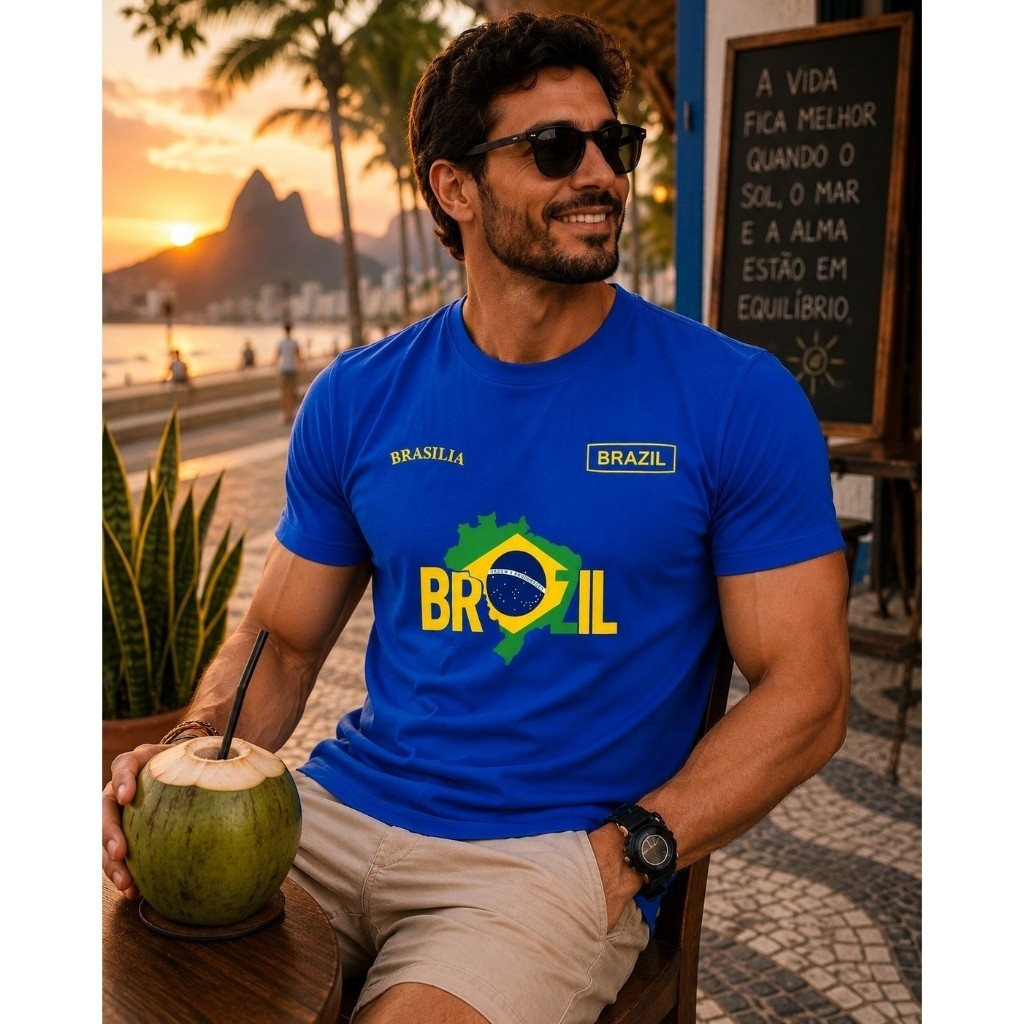 Camiseta Brasil Seleção Brasileira Masculina Premium Estampada Copa Mundo Brasilia Casual Confortável Exclusiva