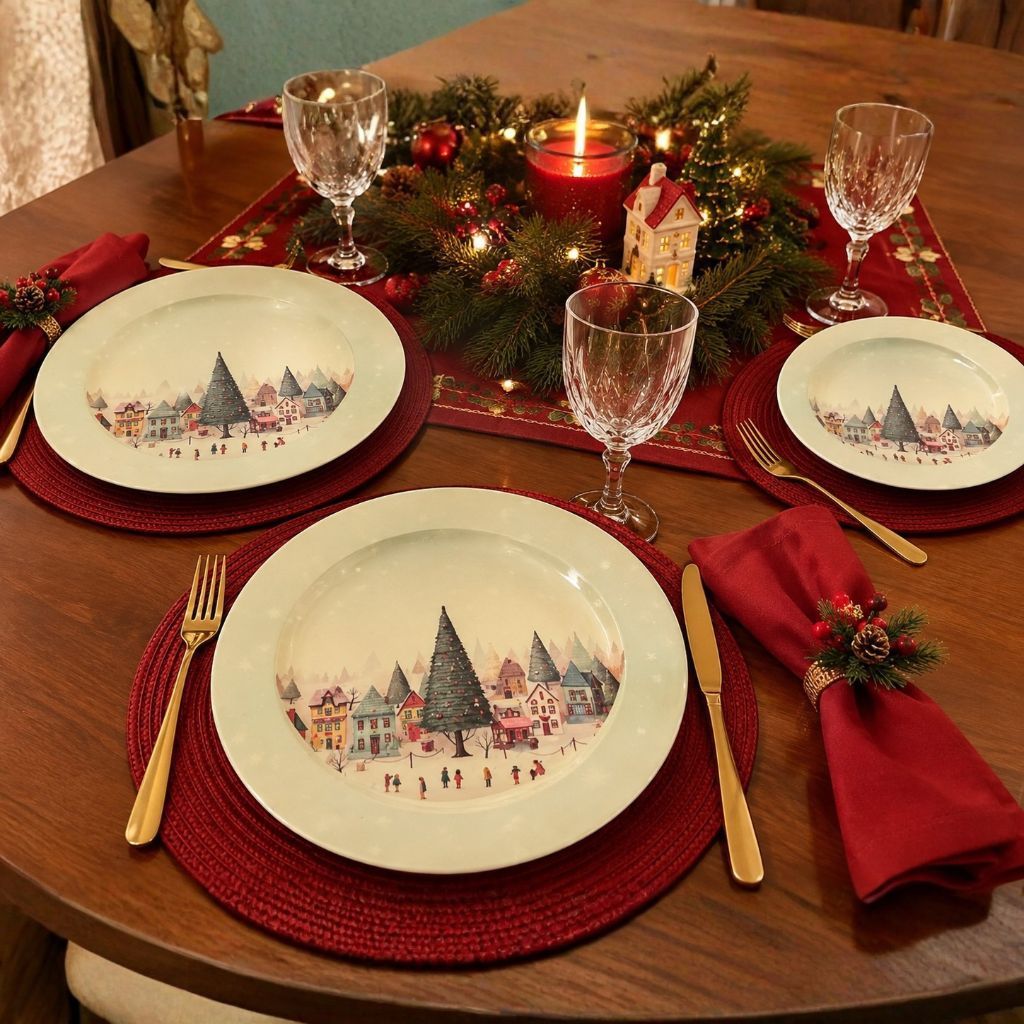 Pratos Natalino Vila – Mesa Posta Sofisticada - Kit 3 peças 17,5 cm 25 27,50 cm - Melamina