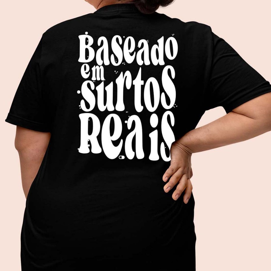 Bilhan Camiseta Oversized Estampada Plus Size Baseado em Surtos Reais