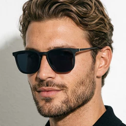 Óculos de Sol Madrid Preto Quadrado Premium Clássico Vintage uv400 Feminino Masculino