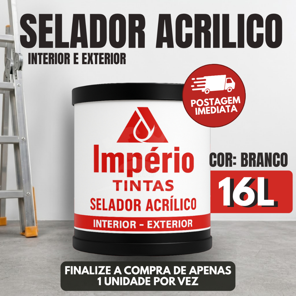 Selador Acrilico Profissional Interno Externo 16L Império 3,6l Parede Branco Premium Secagem Rápida