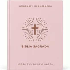 Bíblia Sagrada | Letra Jumbo | ARC com Harpa | Palavras de Jesus em Vermelho | Cruz Rosa