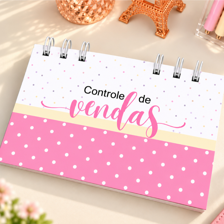 Mini Agenda para Controle de Vendas - Caderno Registro e Controle de VENDAS  2026/2027- 100 folhas