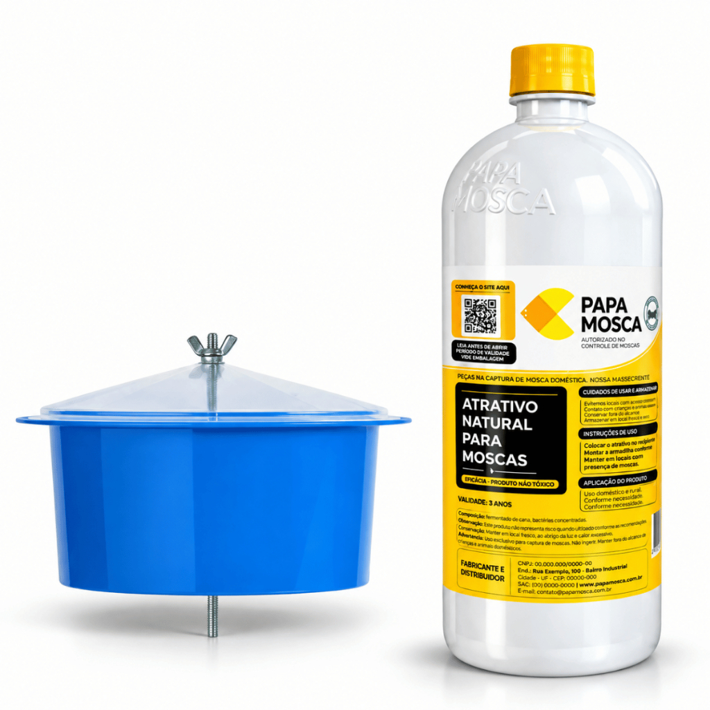 Kit 1 Armadilha Biológica Papa Mosca + 1L Atrativo Natural Papa Mosca Controle Biológico Orgânico
