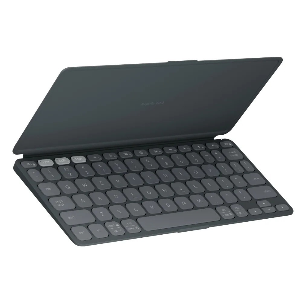 Teclado Sem Fio Logitech Keys-To-Go 2, Bluetooth, para Tablets, iPad, macOs, Windows, Capa Integrada, Grafite - 920-0128