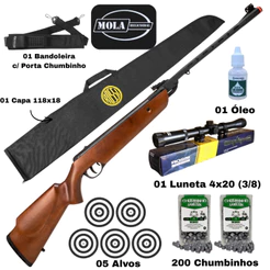 Carabina de Pressão Rossi Dione Sport Mola de Madeira 5,5mm + Acessórios