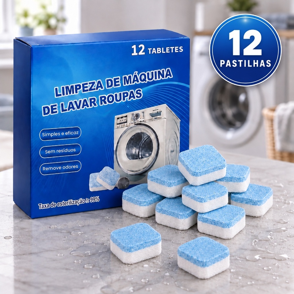 Pastilha Limpeza Máquina Lavar Roupas Efervescente Limpa Tambor Tablete Lava Seca Tira Mau Cheiro Sujeira Kit