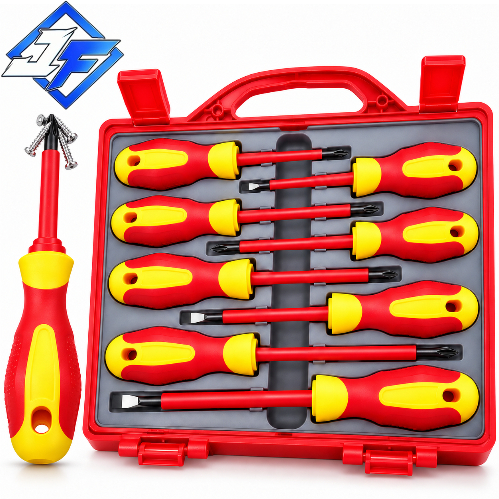 Kit 8 Peças Chaves de Fenda Isoladas Profissional | Conjunto Ferramenta Elétrica com Estojo