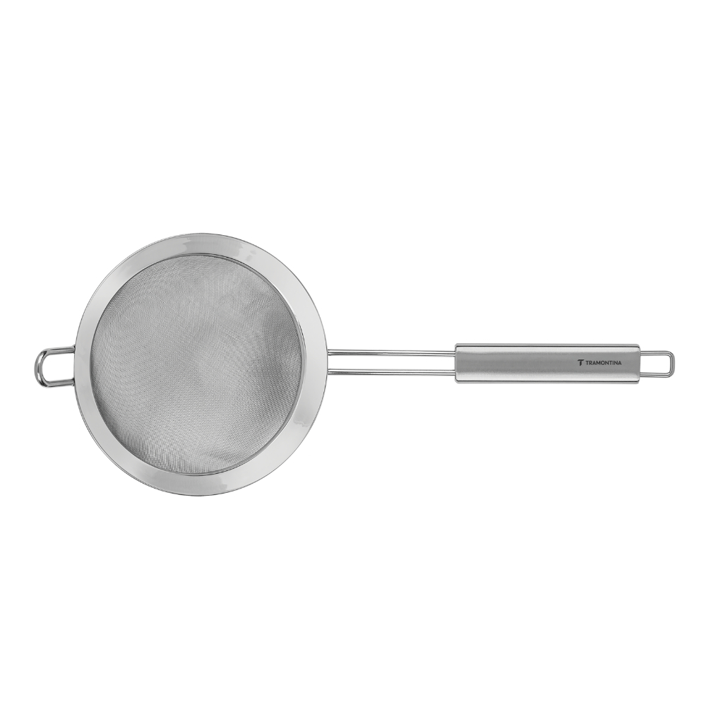 Imagem Peneira Tramontina Marffim Aço Inox 15 cm com Cabo Coador de Cozinha para Farinha Açúcar Suco Chá e Caldo Alça de Apoio